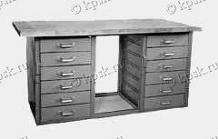 Верстак слесаря-топливщика с кассетницей (1500х850х650), двухтумбовый ШП-17-03
